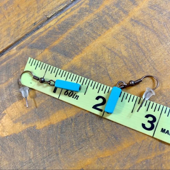 Trio of Boho Teal Blue Green Dangle Earrings - Picture 6 of 11